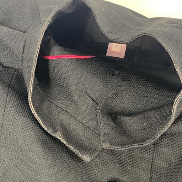 Pink Tartan 3 large button black blazer Size 2 Collarless - Picture 7 of 8